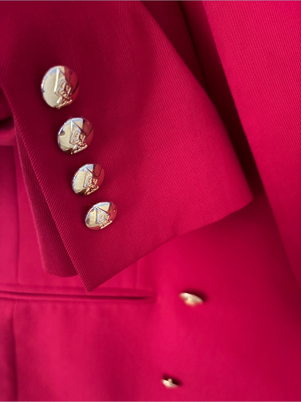 Vintage Cherry Red Austin Reed wool double-breasted blazer gold-tone buttons 8 - Picture 6 of 11
